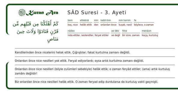 SAD SURESÄ° 2.AYET KURANARA ile ilgili gÃ¶rsel sonucu